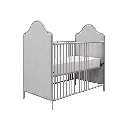 Little Seeds Piper Upholstered Convertible Metal Crib, Nursery Furniture, Dove Gray