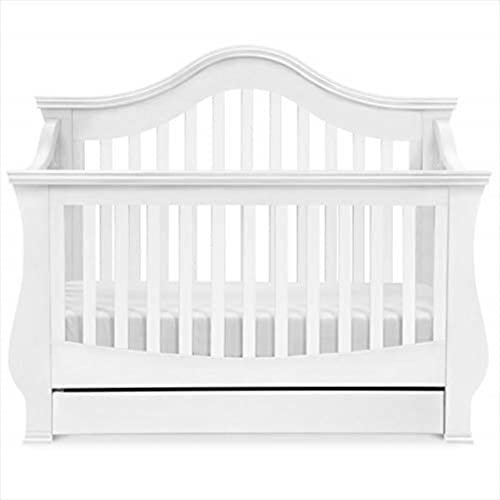 Million Dollar Baby Classic Ashbury 4-in-1 Convertible Crib with Toddler Bed Conversion Kit in White, Greenguard Gold Certified