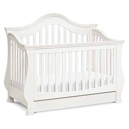 Million Dollar Baby Classic Ashbury 4-in-1 Convertible Crib with Toddler Bed Conversion Kit in White, Greenguard Gold Certified