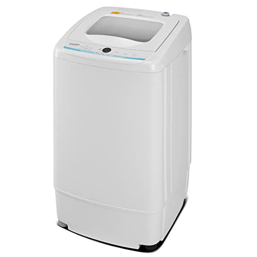 COMFEE' Portable Washing Machine, 0.9 cu.ft Compact Washer With LED Display, 5 Wash Cycles, 2 Built-in Rollers, Space Saving Full-Automatic Washer, Ideal for RV, Dorm, Apartment, Ivory White
