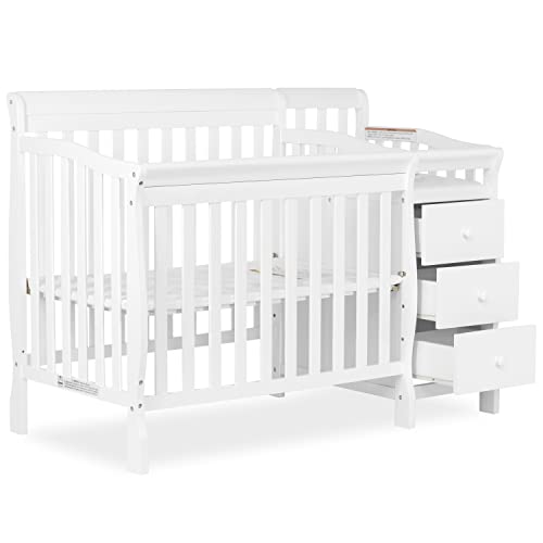 Dream On Me Jayden 4-in-1 Mini Convertible Crib And Changer in White, Greenguard Gold Certified, 56.75x29x41 Inch (Pack of 1)