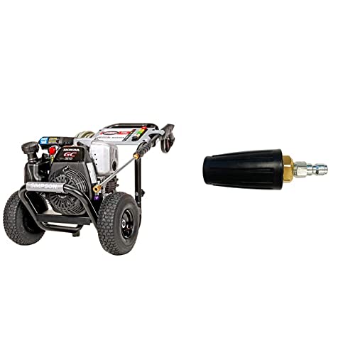 SIMPSON Cleaning MSH3125 MegaShot 3200 PSI Gas Pressure Washer & 80143 3600 PSI Universal Turbo Pressure Washer Nozzle, 1/4-Inch Quick Connect, Hot- or Cold-Water Use