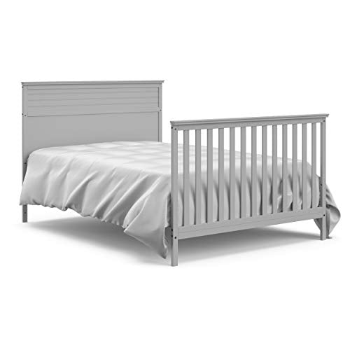 Storkcraft Homestead 5-in-1 Convertible Crib with Drawer (Pebble Gray) – GREENGUARD Gold Certified, Crib with Drawer Combo, Includes Nursery Storage Drawer, Converts to Toddler Bed and Full-Size Bed