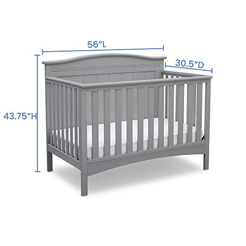 Delta Children Bennett 4-in-1 Convertible Baby Crib, Greenguard Gold Certified, Grey
