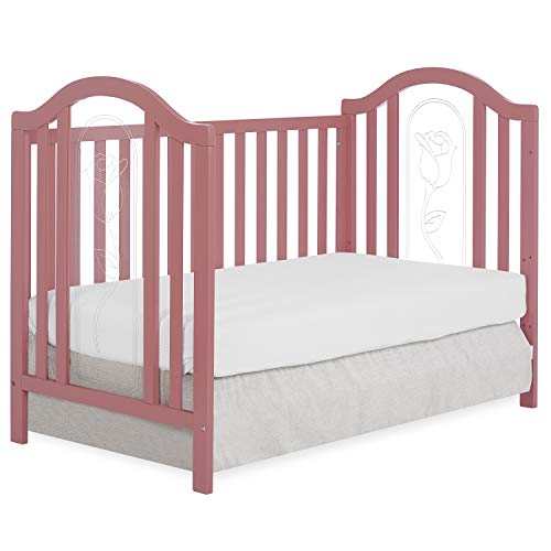 Sweetpea Baby Pacific Acrylic Convertible Crib in Rose Pink, Greenguard Gold Certified