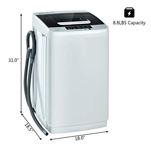 COSTWAY Full Automatic Washing Machine, 2-in-1 Portable Washer and Spin Combo with 10 Programs, 8.8lbs Capacity, Drain Pump and LED Display, Mini Laundry Washer for Apartment, RVs, Dorm