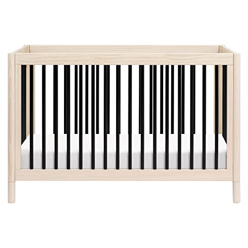 Babyletto Gelato 4-in-1 Convertible Crib with Toddler Bed Conversion in Washed Natural and Black, Greenguard Gold Certified