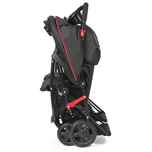 Kolcraft Cloud Plus Lightweight Double Stroller with Reclining Seats & Extendable Canopies, Red/Black