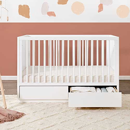 Babyletto Bento 3-in-1 Convertible Storage Crib with Toddler Bed Conversion Kit in White, Undercrib Storage Drawers, Greenguard Gold Certified