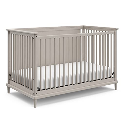 Storkcraft Timeless 5-in-1 Convertible Crib with Bonus - Transforms into Playhouse - Converts to Toddler Bed, Full-Size Bed Mattress Not Included, Brushed Fog