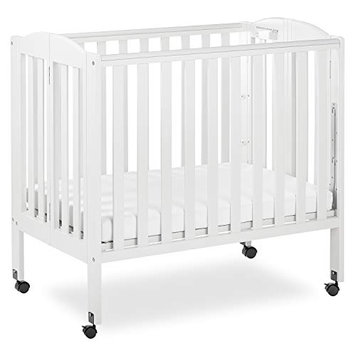 Dream On Me 3 in 1 Portable Folding Stationary Side Crib in White, Greenguard Gold Certified, Mini Crib