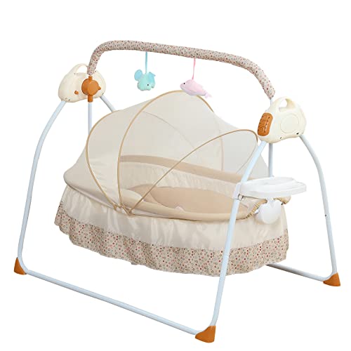 Electric Crib Cradle Newborn Cradle Swings Rocking Chair Bassinet Infant Bed Cot Crib Basket 0-18 Months Portable Crib with Music