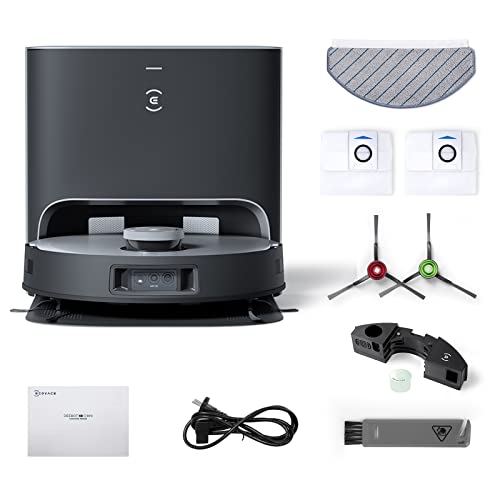 ECOVACS DEEBOT X1 Plus Robot Vacuum and Mop Combo with Self Emptying Station, 5000Pa Robot Vacuum Cleaner, Upgraded Laser Navigation, 3D Map, Obstacle Avoidance, Built-in YIKO Voice Assistant, Black