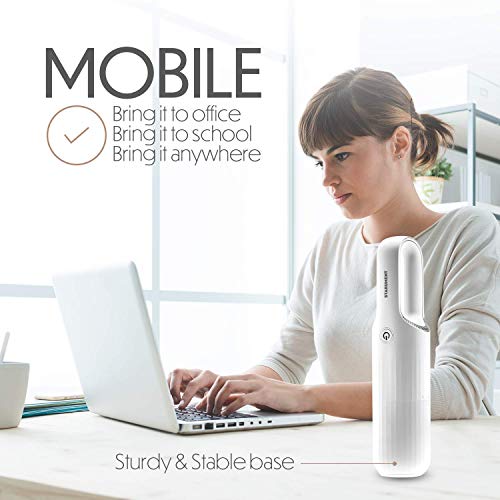 Starument Portable Hand Vacuum Cleaner Handheld Cordless Cleaner for Dust Pet Hair Dirt, Home, Car Interior, Lightweight, Easy to Use, Compact Design Battery Rechargeable with USB-C Cable White