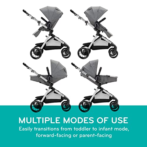 Evenflo Pivot Xpand Modular Stroller, Baby Stroller, Converts to Double Stroller, 4 Modes, Durable Construction, Extra-Large Storage Basket, Compact Folding Design, 55-lb Capacity, Stallion Black