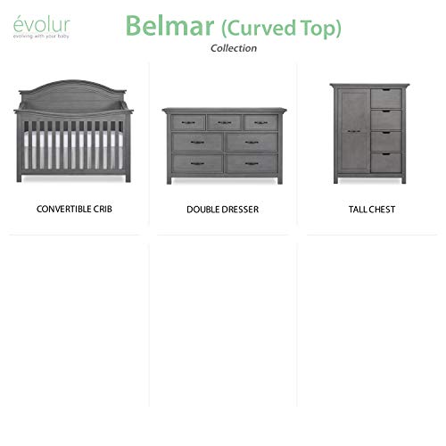 Evolur Belmar Curve 5-in-1 Convertible Crib in Rustic Grey