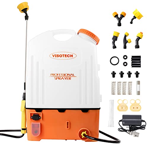 VISOTECH Battery Powered Sprayer, High Pressure Gardening Sprayer, Powerful Backpack Sprayer with Adjustable Nozzles, Electric Sprayer in Garden and Lawn (4.2 Gallon)