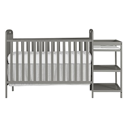 Dream On Me, Anna 3-in-1 Full Size Crib and Changing Table Combo in Steel Grey, Greenguard Gold Certified