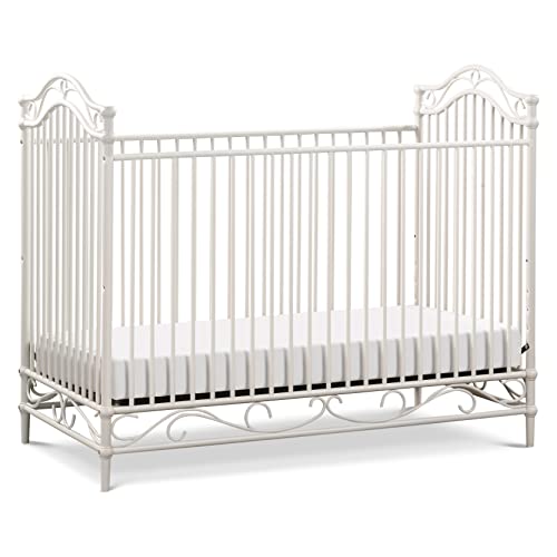 Million Dollar Baby Classic Camellia 3-in-1 Convertible Metal Crib in Vintage White, Greenguard Gold Certified