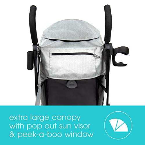 Summer Infant 3Dlite+ Convenience Stroller, Granite Herringbone  – Lightweight Umbrella Stroller with Oversized Canopy, Extra-Large Storage and Compact Fold