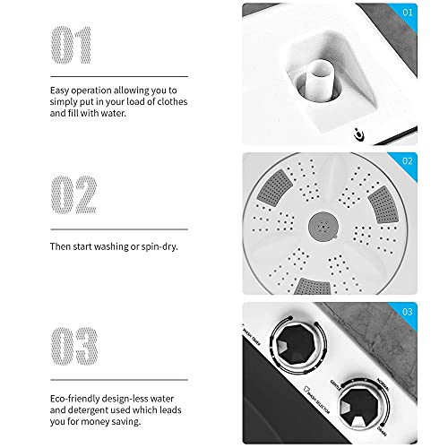 Portable Washing Machine, 26lbs Twin Tub Washer and Dryer Combo, Compact Laundry Machine with Spin and Drain for Apartment Home Dorms College Rooms (White & Black)