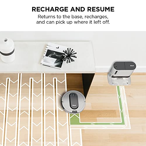 Shark RV913S Robot Vacuum with Self-Empty Base, Voice/App Control, Powerful Suction, Advanced Sensor, WiFi Enabled, Works with Google Assistant, Multi-Surface Cleaning, White (Renewed)