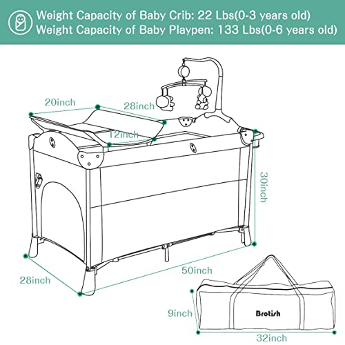 Lovinouse 5 in 1 Baby Bassinet Bedside Sleeper Bed Side Crib with Mattress, Diaper Changer and Hanging Toys, Portable Travel Crib for Girl Boy Infant Newborn (Dark Grey)