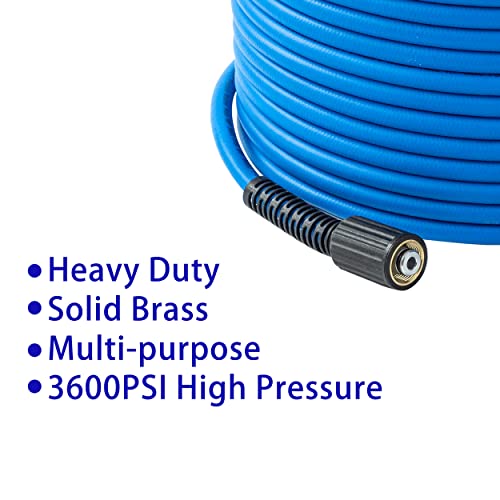FIXFANS Pressure Washer Hose, 1/4" X 50 FT High Power Washer Extension Hose, Kink & Wear Resistant High Pressure Hose Replacement Compatible M22 Fittings, 3600PSI