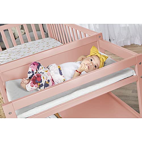 Dream On Me Synergy Convertible Crib and Changer in Dusty Pink
