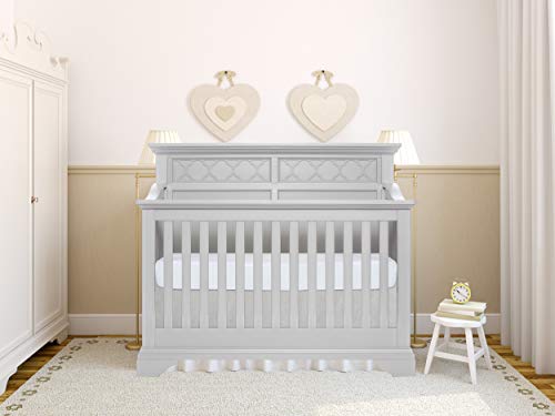 Sweetpea Baby Fairview 4-in-1 Convertible Crib in Silver Grey Pearl, Greenguard Gold Certified