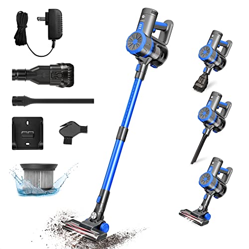 EIOEIR Cordless Stick Vacuum Cleaner, 45 Minutes Run-Time, 4 in 1 Lightweight Stick Vacuum 200W, 3 Power Modes, HEPA Filter for Hardwood Floors, Carpet, Pet Hair, Car (E20 Pro)