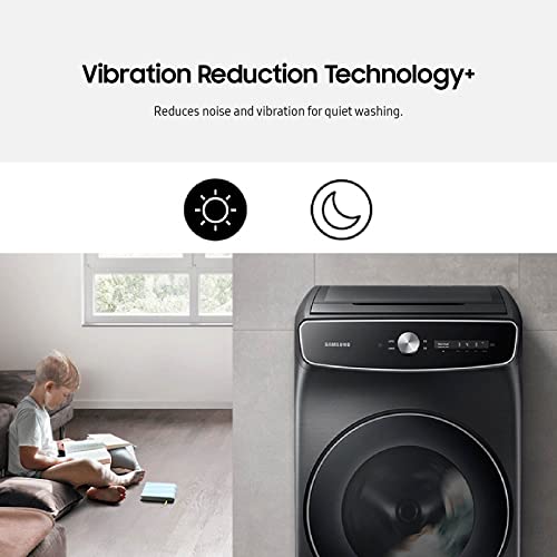 SAMSUNG 6.0 Cu Ft. Smart Dial Front Load Washer, Wash 2 Loads in 1 Large Capacity Machine, FlexWash, 28 Minute Super Speed Clothes Washing, Steam Stain Removal, WV60A9900AV/A5, Brushed Black