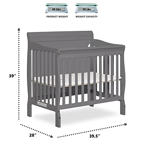 Dream On Me Alice 3-in-1 Full Panel Convertible Mini Crib, Storm Grey, Greenguard Gold Certified
