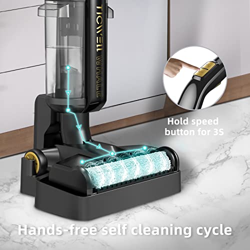 TICWELL Cordless Wet Dry Vacuum Cleaner, Lightweight Floors Vacuum Cleaner and Mop, One-Step Cleaning for Hard Floors, Great for Sticky Messes and Pet Hair, 30 Minutes Long Battery Life, Black