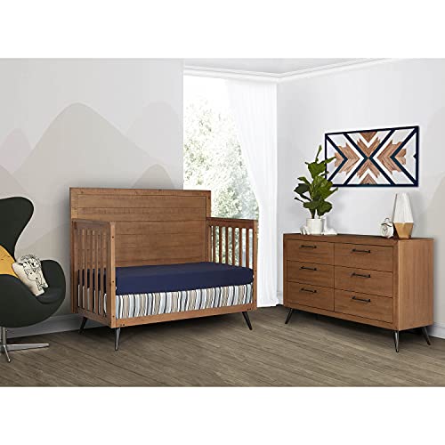 Evolur Stilnovo Mid Century 4-in-1 Convertible Crib in Sugarcane, Greenguard Gold Certified