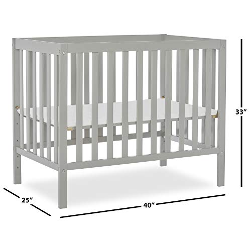Dream On Me, Edgewood 4-in-1 Convertible Mini Crib, Cool Grey , 40x25x33 Inch (Pack of 1)
