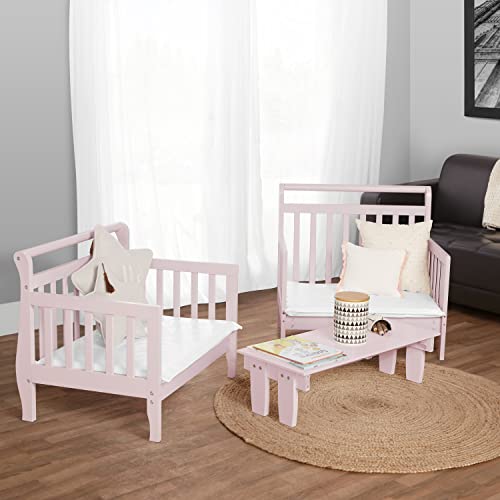 Dream On Me Emma 3-in-1 Convertible Toddler Bed in Blush Pink