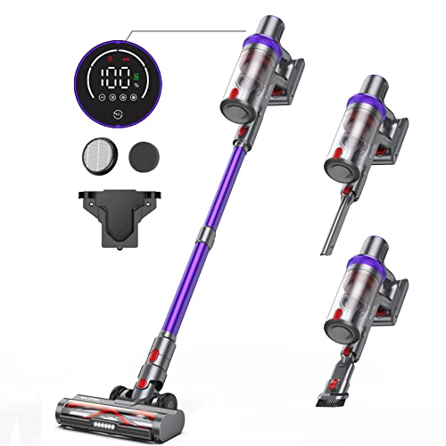 Cordless Vacuum Cleaner, 33Kpa Stick Vacuum Cleaner, 400W Handheld Vacuum with LED Touch Screen, 50mins Runtime for Pet Hair, Carpet and Hardwood Floor(KB-H015)