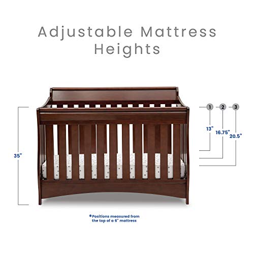 Delta Children Bentley S Series Deluxe 6-in-1 Convertible Crib, Black Cherry Espresso