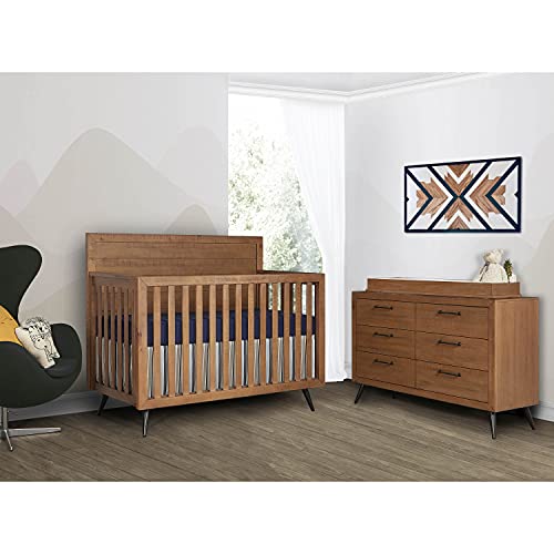 Evolur Stilnovo Mid Century 4-in-1 Convertible Crib in Sugarcane, Greenguard Gold Certified