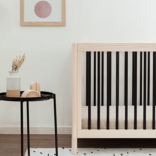 Babyletto Gelato 4-in-1 Convertible Crib with Toddler Bed Conversion in Washed Natural and Black, Greenguard Gold Certified