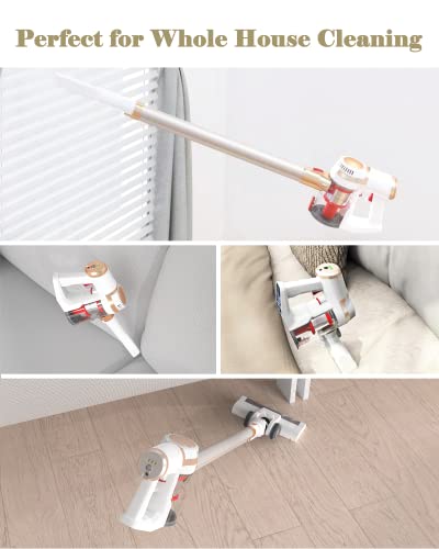 Cordless Vacuum Cleaner, 22Kpa Powerful Suction Cordless Stick Vacuum Cleaner, Up to 45min Runtime, 5-in-1 Efficient Cleaning with Powerful Motor Lightweight Vacuum for Carpet Hard Floor & Pet Hair