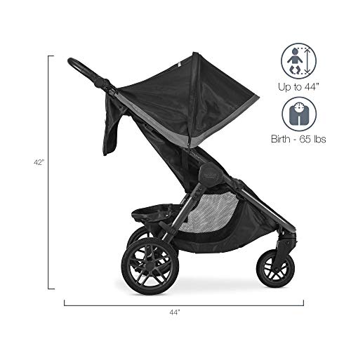Britax B-Free Stroller | All Terrain Tires + Adjustable Handlebar + Extra Storage with Front Access + One Hand, Easy Fold, Pewter