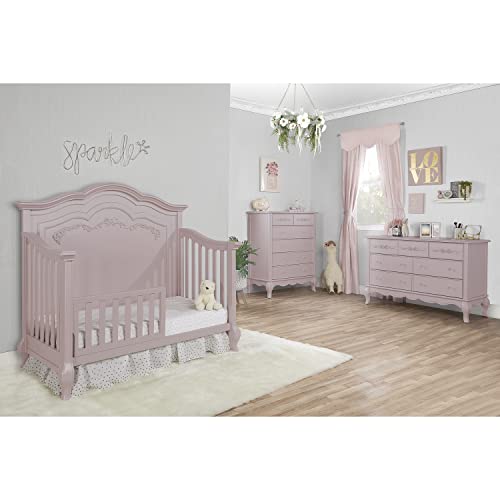 Evolur Aurora 5-in-1 Convertible Crib, Dusty Rose, Greenguard Gold Certified