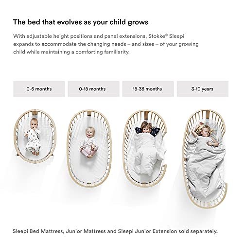Stokke Sleepi White Adjustable Oval Mini Baby Crib Bundle with Mattress