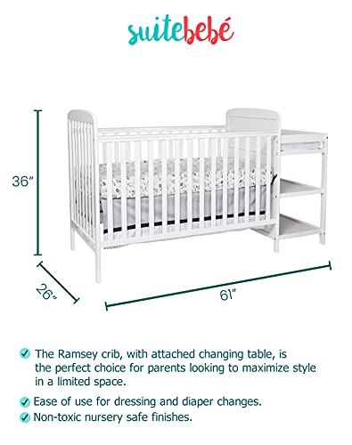 Suite Bebe Ramsey 3 in 1 Convertible Crib and Changer in White
