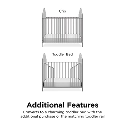 Little Seeds Piper Upholstered Convertible Metal Crib, Nursery Furniture, Dove Gray