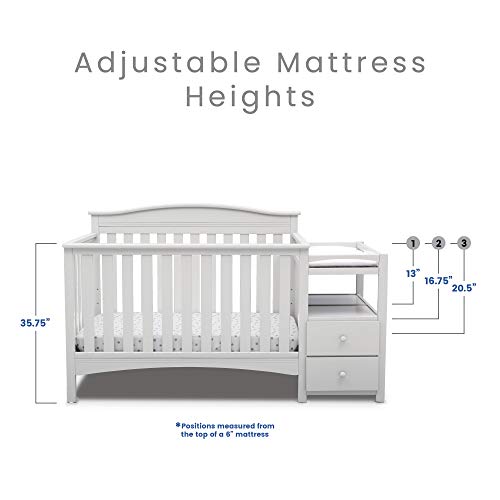 Delta Children Birkley 4-in-1 Convertible Crib and Changer - Greenguard Gold Certified, Bianca White