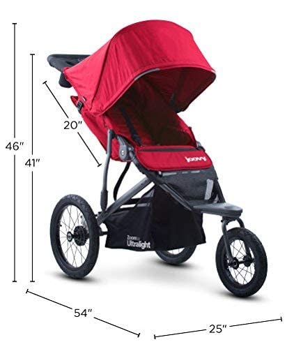 Joovy Zoom 360 Ultralight Jogging Stroller, Large Canopy, Lightweight Jogger, Extra Large Air Filled Tires, Red