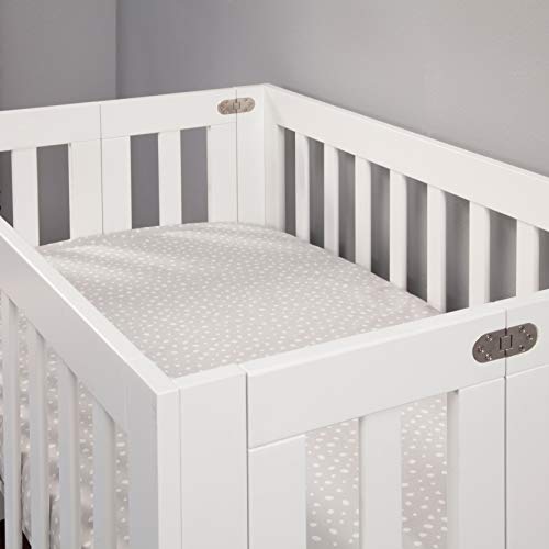 Babyletto Origami Mini Portable Crib Folding with Wheels in White, 2 Adjustable Mattress Positions, Greenguard Gold Certified